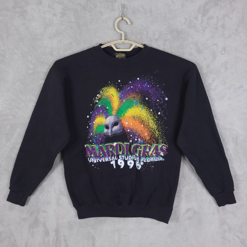 Vintage Universal Studios Mardi Gras Sweatshirt Mens Large Black 90s 1996